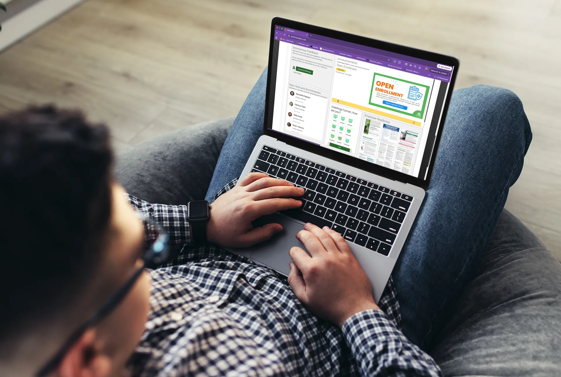 BestDayHR employee portal dashboard on a laptop
